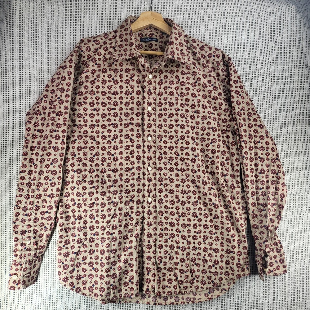Robert Graham Shirt Mens 2XL Geometric Print Button Front Long Sleeve Dress